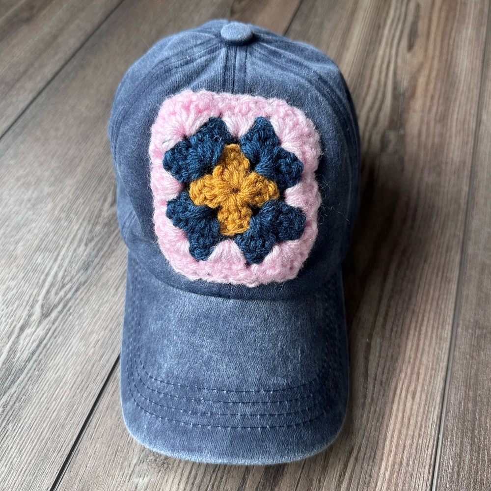 Granny Square Crochet Hat Baseball Hat Grannycore Handmade Hat